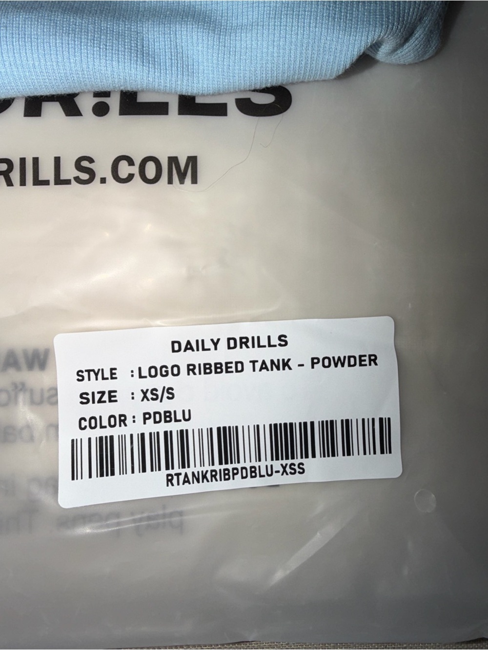 Daily Drills Logo Ribbed Tank - Powder - Picture 4 of 5